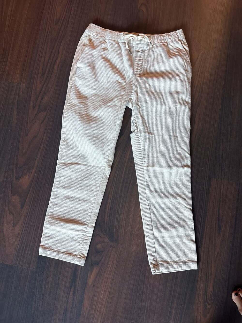 🌊Dandy Del Mar Beige Corduroy Pull-On Pants with Drawstring Waist, Size M